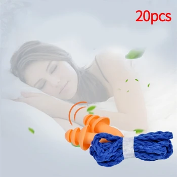 

20 Pairs Of Soft Silicone Cord Earplugs for Reusable Hearing Protection Earplugs