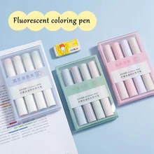 

Haile 4 Pcs Super Soft Tip Morandi Highlighters Kawaii Marker Pen DIY Drawing Doodling Fluorescent Pens Studen Art Stationery