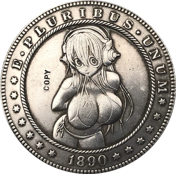Hobo никелевая монета 1890-CC США Morgan Dollar копия типа 79 | Дом и сад