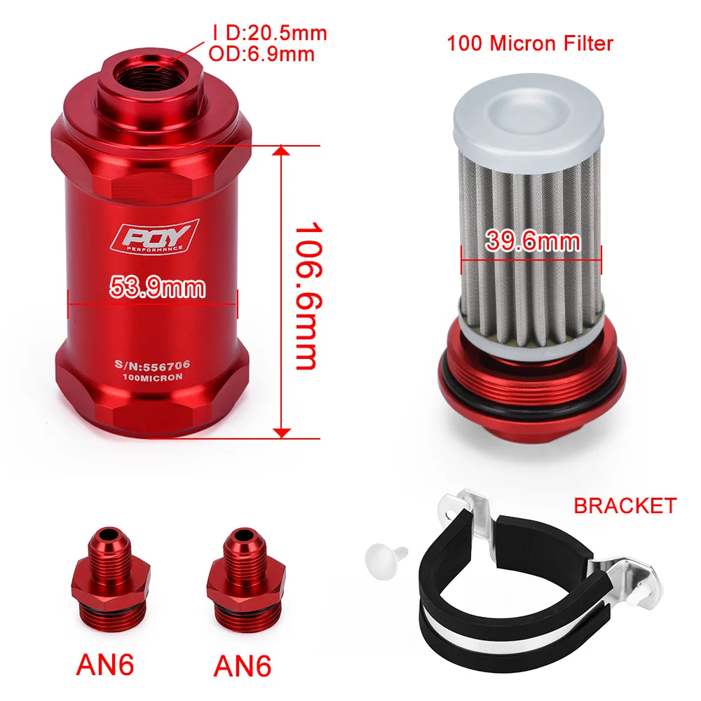 Hypertune AN6 / AN8 AN10 Inline PQY топливный фильтр E85 этанол с 100 микрон элемент из нержавеющей