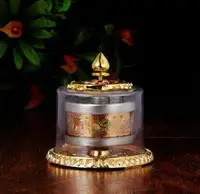 New Tibetan Tibet Buddhist 8 Cimelia Symbols Finger Prayer Wheel Amulet Statue 1
