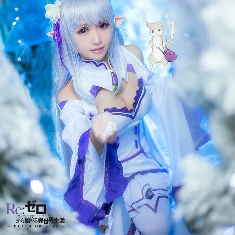 

Re: Zero Kara Hajimeru Isekai Seikatsu Cosplay Costumes Anime Emilia Role Play Clothes Emiria Halloween Costumes Dress for Women