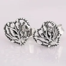 Оригинальные ажурные серьги-гвоздики в форме цветущего сердца для женщин, 925 пробы серебряные серьги, подарок на свадьбу, хорошее Европейское ювелирное изделие