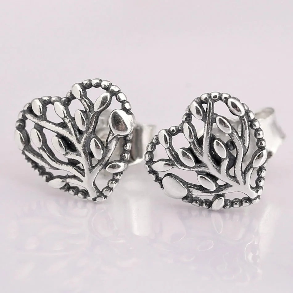 

Original Openwork Flourishing Heart Stud Earrings For Women 925 Sterling Silver Earring Wedding Party Gift Fine Europe Jewelry