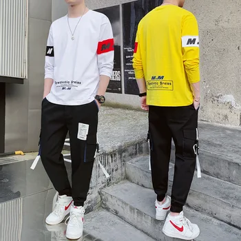

Spring 2020 new men's sweatshirt ladies long-sleeved patch trend hip-hop Japan Harajuku style overalls sports suit
