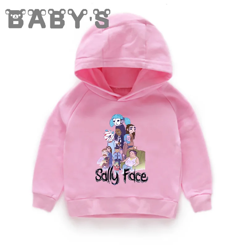 Детские толстовки с капюшоном детские толстовки с героями игры «Салли Фэйс» Детский хлопковый пуловер топы для девочек и мальчиков, осенняя одежда KMT5275 - Цвет: 5275E-Pink
