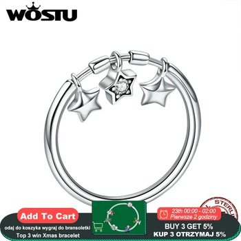 

WOSTU Authentic 925 Sterling Silver Glitter Dangle Star Ring For Women Anniversary Party Fashion Jewelry Hot Sell Gift CQR406