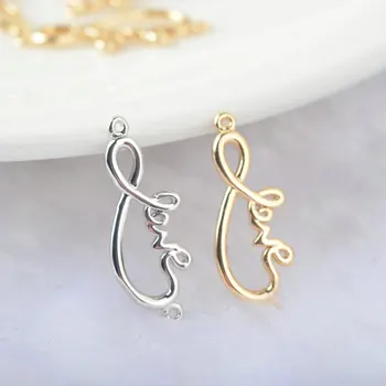 

6PCS 21x8MM 24K Gold Color Brass Love Connect Charms Pendants High Quality Diy Jewelry Findings Accessories wholesale