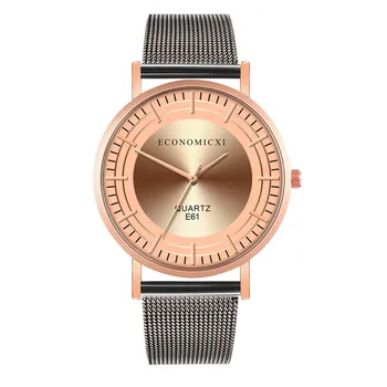 

Luxury men's Quartz Watch Simple Rose Gold Alloy Dial Watches For Men Business Clocks Couple Wristwatch Mens Gift Watches E61-W