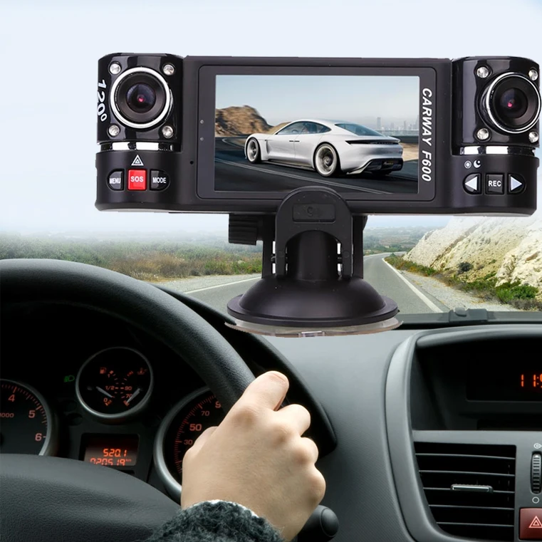 F600 2.7" HD 1080P Dual Lens Car Vehicle DVR Rear View Auto Data Recorder