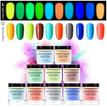 

3PC Dip Powder Nail Luminous Dip Powders Nails Bright Without Lamp Cure Natural Nail Art Decorations Glow in the Dark