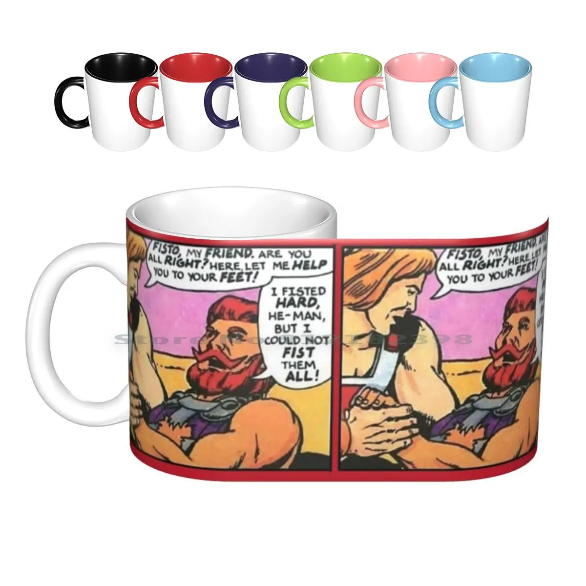 Motu Fisto Tazze In Ceramica Tazze Da Caffè Tazza Da Tè Al Latte Motu Fisto Umorismo Gay 80S Ffondo Fumetti Fetish Pugno Creativo Tendenza Vintage