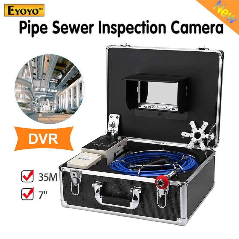 

Eyoyo 35m/115ft DVR Pipe Sewer Inspection Video Camera with 7 Inch IR Remote 1000TVL LED With 4500mAh Li-on battery