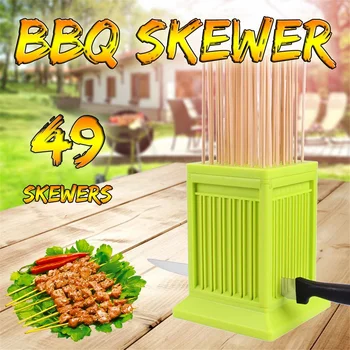 

49 Holes Meat Skewer Kebab Maker Box Machine Grill Barbecue BBQ Tools Beef Meat Maker Camping Outdoor Home Kitchen Accessories