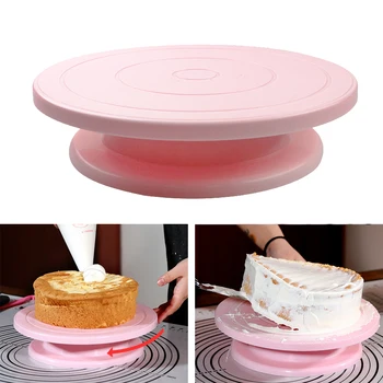 

1 PCS Plastic Cake Plate Turntable Rotating Anti-skid Round DIY Cake Stand Cake Decorating Rotary Table Kitchen Pan Baking Tool