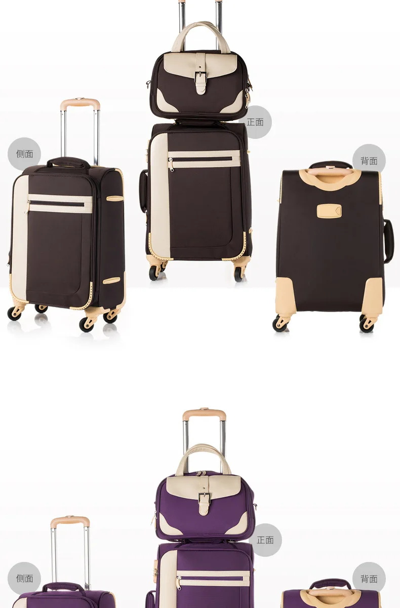 GALANODEL, водонепроницаемый, ткань Оксфорд, чемодан на колесиках, набор чемоданов для путешествий, вращающиеся колеса, багаж на колесиках, Модный женский чемодан