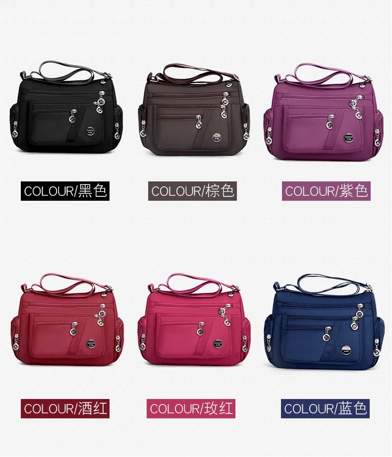 2021 Fashion Women Shoulder Messenger Bag Nylon Oxford Lightweight Waterproof Zipper Package Large Capacity Travel Crossbody Bag