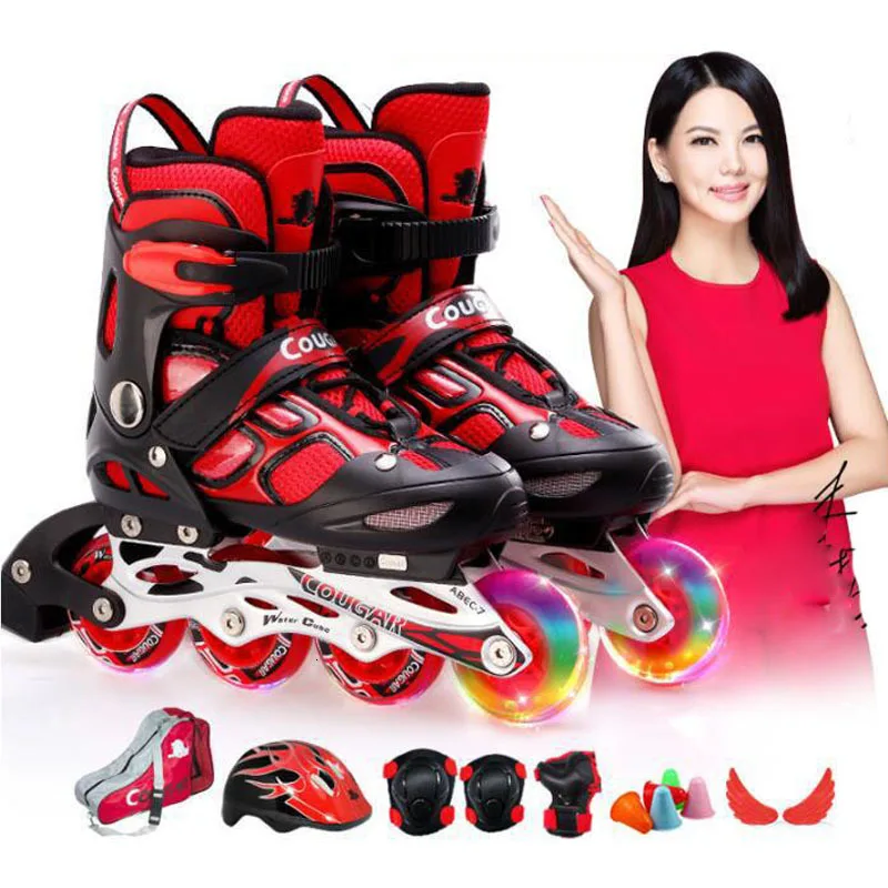 Trix Высокое качество роликовые коньки детские роликовые коньки регулируемый размер мигающие роликовые коньки обувь для девочек и мальчиков Patines