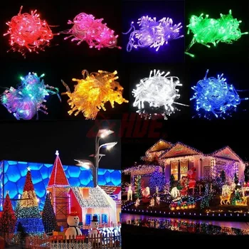

LED Christmas String Waterproof 10M 100LED Plug-in Lamp String 8 Patterns Home Garden Party Outdoor Holiday Decor With Tail Plug