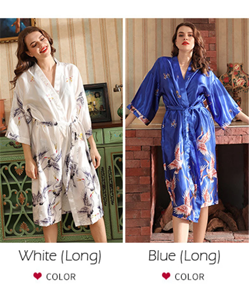 Японский стиль длинные свободные атласные Павлин Женская юката платье пижамы Восточный журавль кимоно хаори китайский Qipao ночная рубашка халат