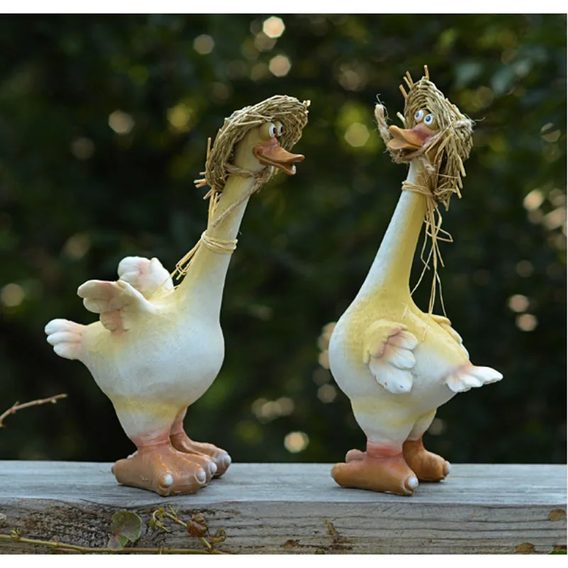 2PK of set Duck Резиновая утка наружная декоративная статуэтка животного украшение сада для газона и двора - Цвет: 2PK of set Duck