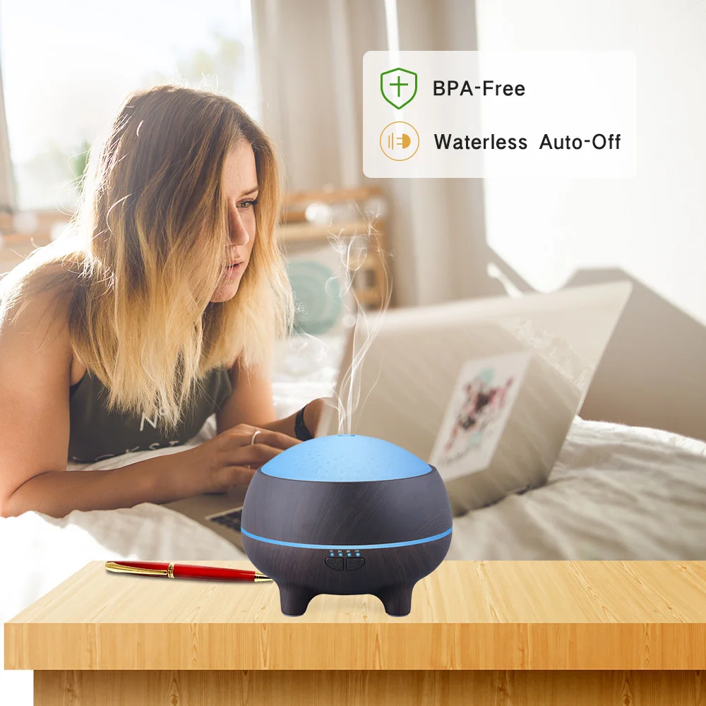 

300ML Bluetooth Home Aroma Diffuser Bedroom Ambient Light Wood Grain Humidifier Ultrasonic Essential Oil Colorful Atomizer