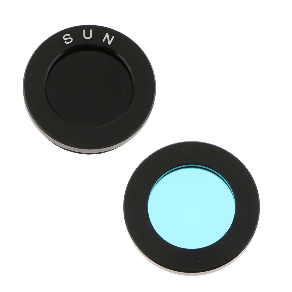 2Pcs Standard 1.25 inch Color Filters Set for Telescope Eyepiece - Black Blue, for Moon Planet Lunar Planetary Observation