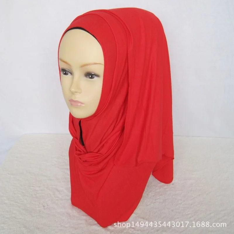 Премиум хлопок Джерси Женский хиджаб сплошной Макси мусульманский шарф растягивающийся головной убор Исламская длинная прямоугольная Шаль Обертывание 170x50 см