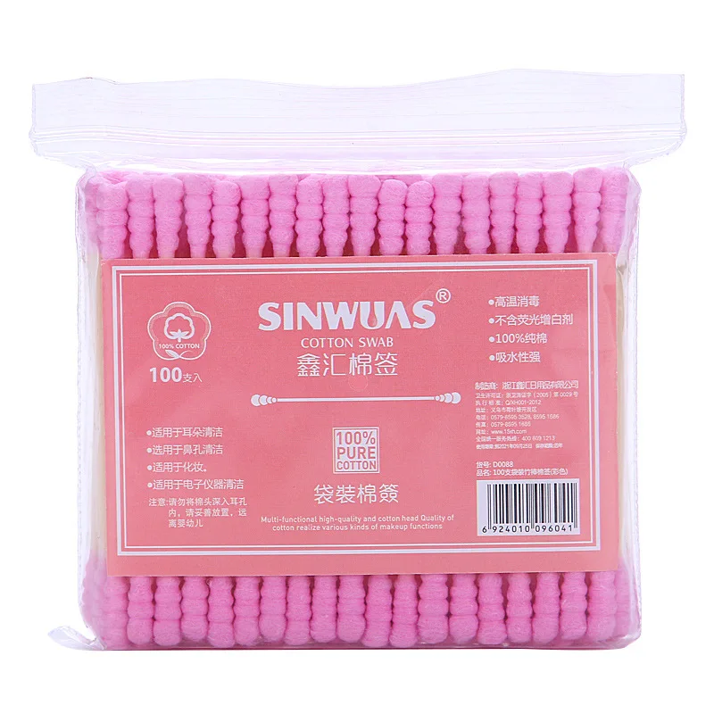 100Pcs Double Head Cotton Swab Microbrush Cosmetic Makeup Cotton Swab Medical Cleaning Tips Ear Buds Cleaning Tools