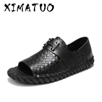 

Men's Sandals Fashion Casual Sandals Genuine Leather Summer Shoes Handmade for Male Soft Walking Beach Sandalias Sandal Slides