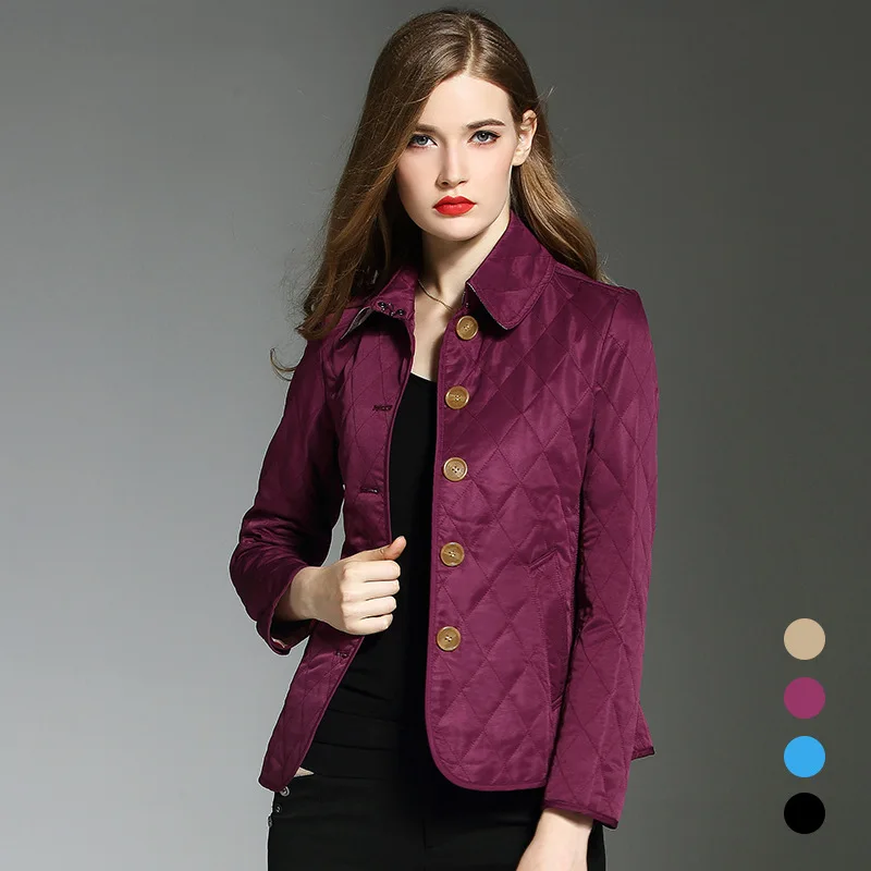 

Cotton Jacket Women's Thin 2019 Autumn And Winter New Style High-End Brand WOMEN'S Dress Fold-down Collar Slim Fit Single-Breast