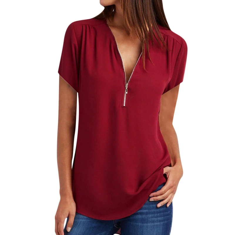 deep v neck womens tops