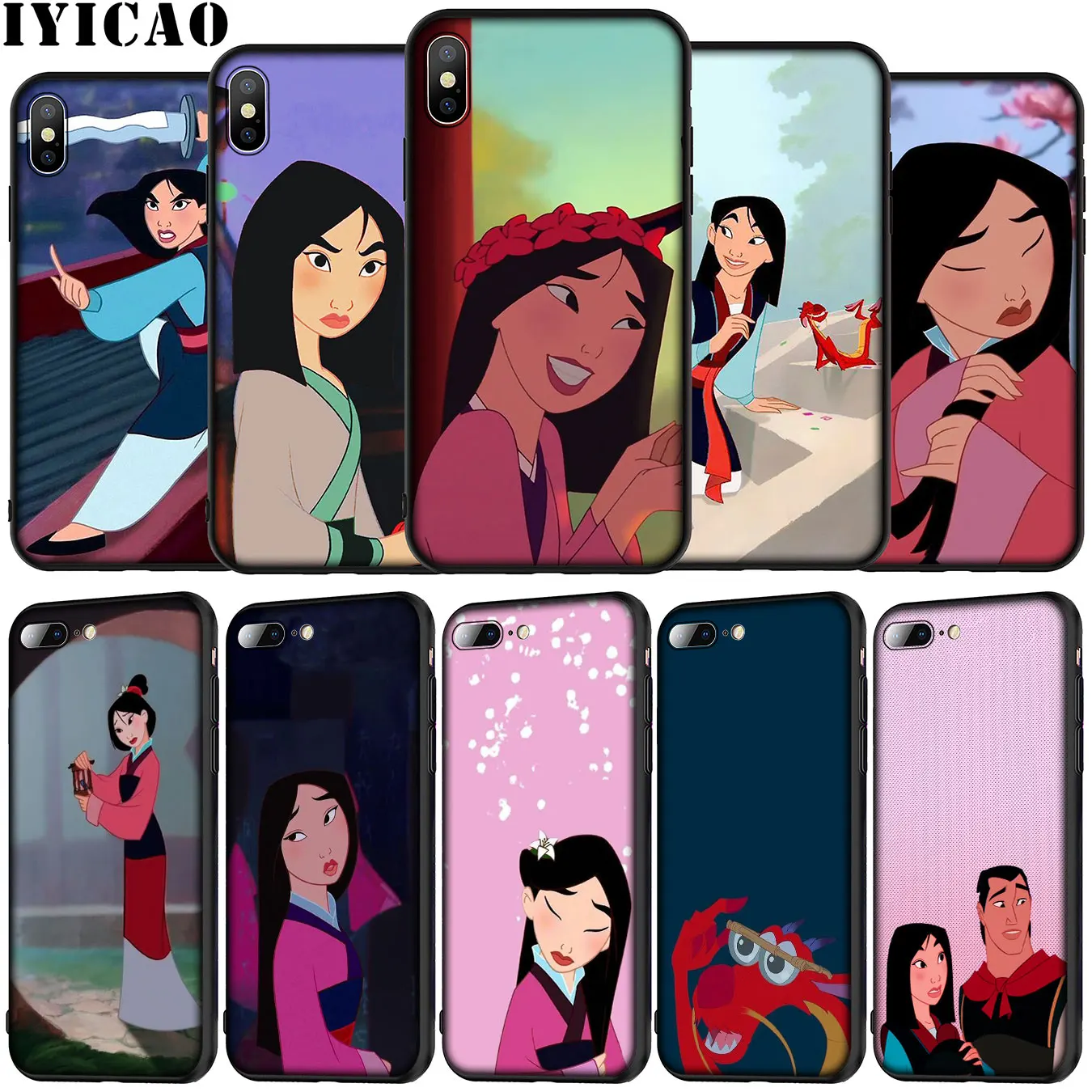 Мультяшный Мягкий силиконовый чехол для телефона Mulan Princess iPhone 12 Mini XR X XS 11 Pro Max 5 5S SE