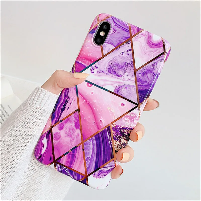 Блеск Мрамор чехол для samsung Galaxy S10 плюс S10e S9 Note 8 9 A9 A7 крышка на силиконовый накладка из мягкого с кольцом-подставкой - Цвет: Style 19