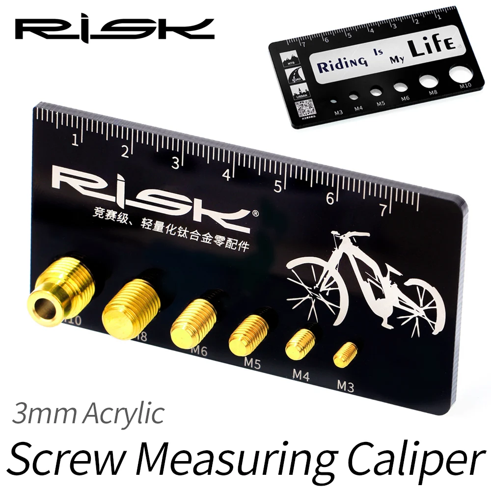 RISK mini Bike Screw Measuring Ruler Portable Bicycle Tools Titanium Measure tool Metric MTB Road Length Meter | Спорт и развлечения