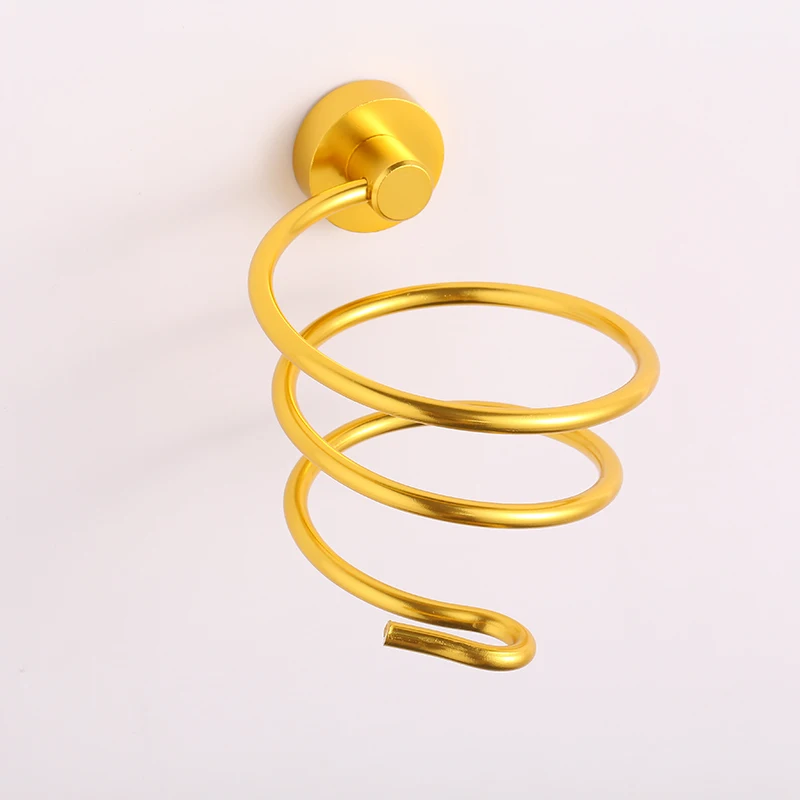 gold color Спиральный фен для волос, держатель для воздуходувки, вешалка для ванной комнаты, монтируемая железная подставка, Органайзер - Цвет: gold color
