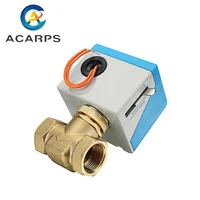 1/2 "3/4" 1 "มอเตอร์ไฟฟ้าทองเหลืองวาล์วลูกโลก2สายไฟAC 220V 2 Wayหยุดปิด-ปิดวาล์ว 4