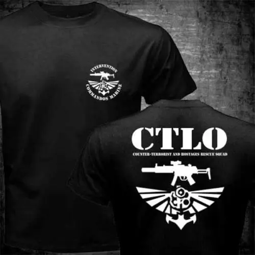 Французская темно-синяя футболка спецназа Ctlo, антитеррористический спецназ - Цвет: Черный