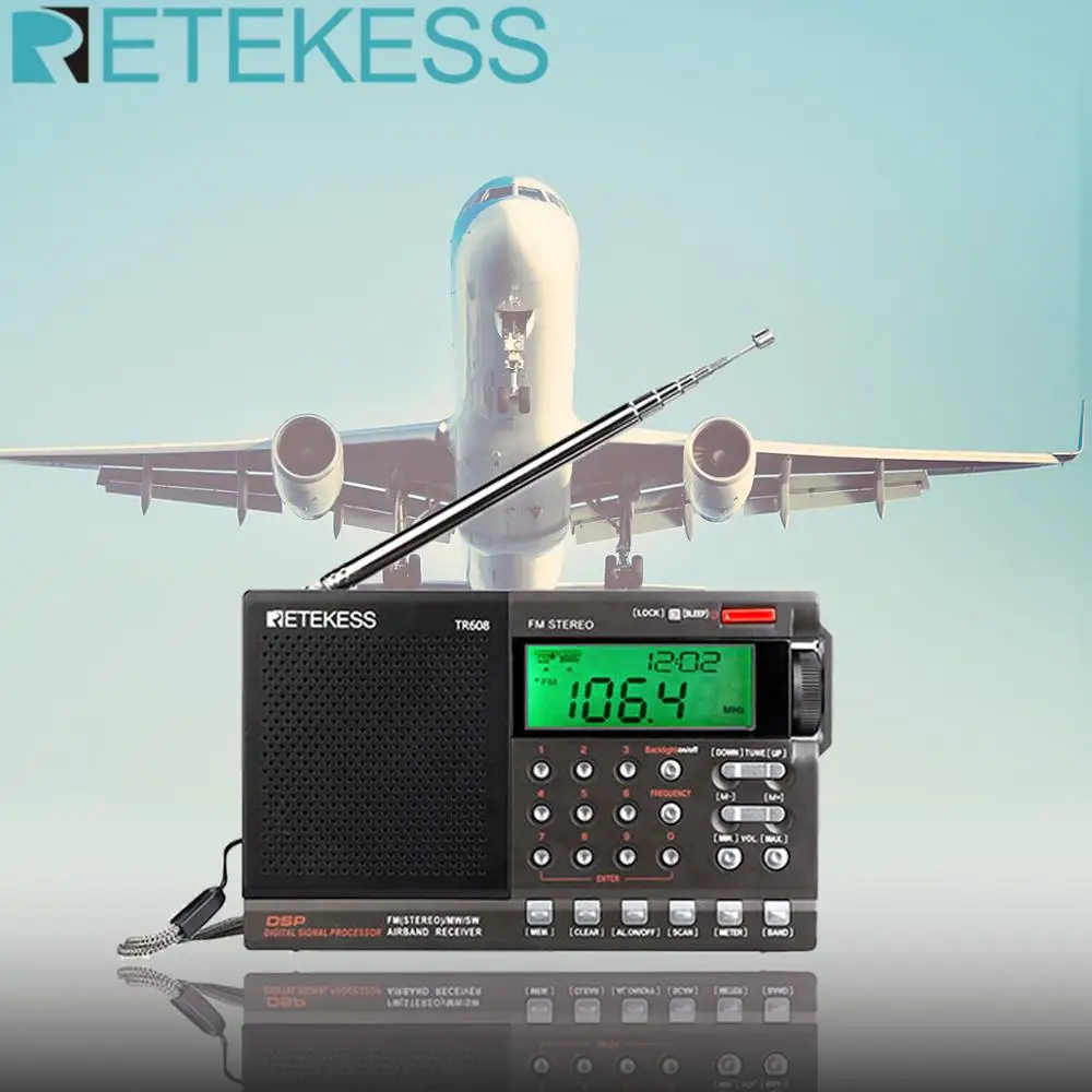 Retekess TR608 FM / MW/ SW Air многодиапазонный радиодинамик портативное цифровое радио с ЖК