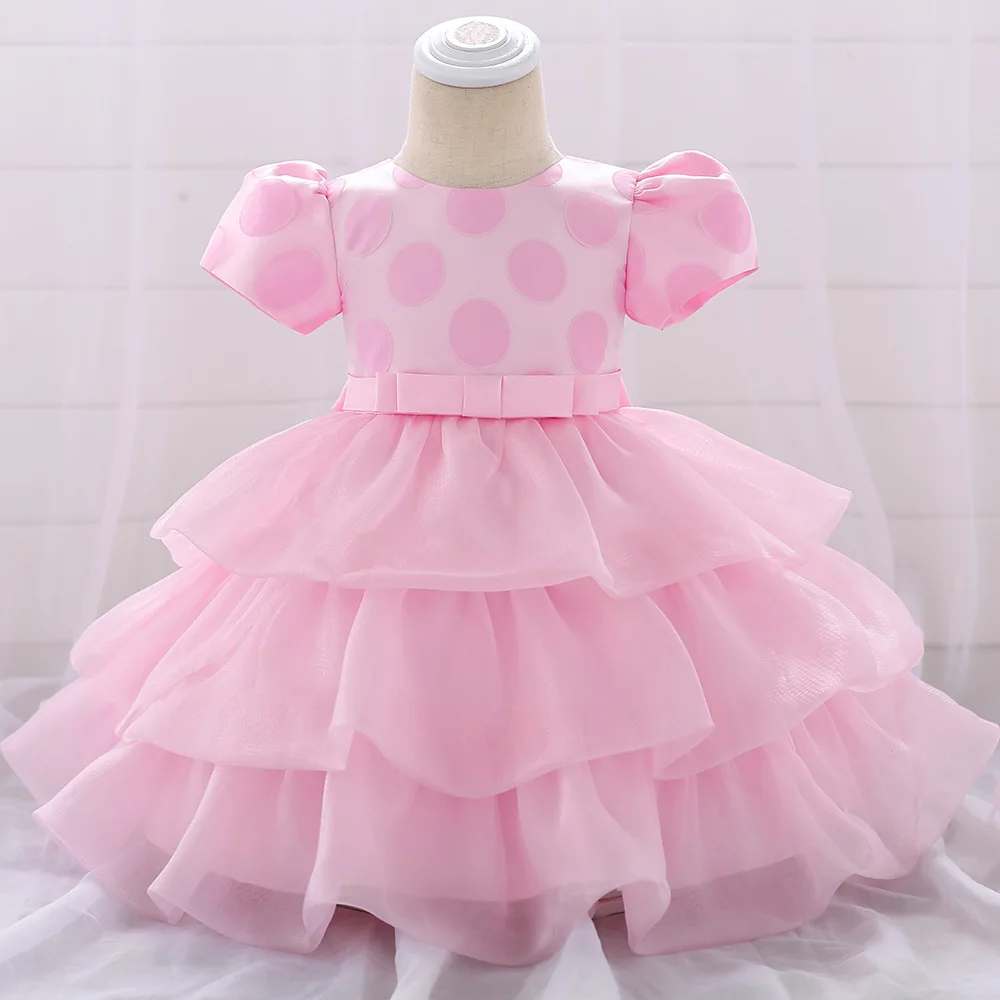 

2019 Infants Cake Dress Princess Puffy Gauze Girls Birthday Formal Dress Baby BABY'S FIRST Month Wash Formal Dress
