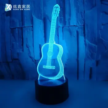 

2019 New 3D Guitar LED Colorful Touch Night Light Touch Visual Light Creative Gift Small Table Lamp Home Decoration Bedside Lamp
