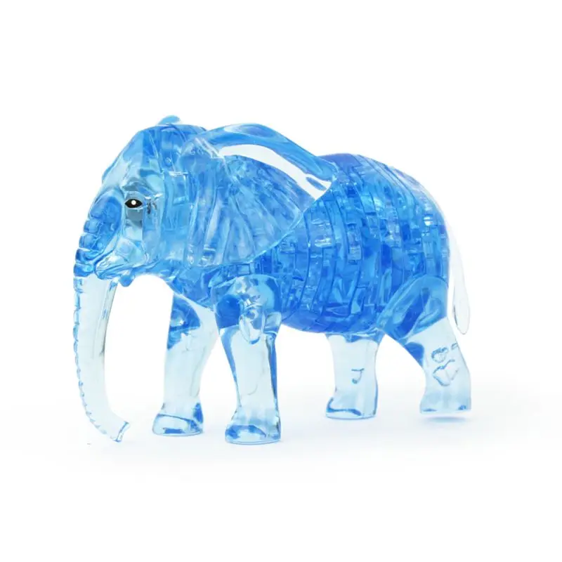 3D Кристалл Слон головоломка DIY собранная модель украшения для детей детские развивающие игрушки подарок на день рождения 72XC - Цвет: Синий
