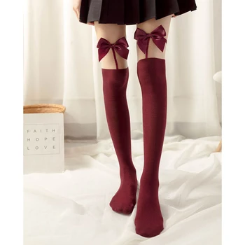 

2019 Women Girls Bow Stockings Cute And Sexy Stockings Long Knee Socks Autumn Winter Velvet medias de mujer