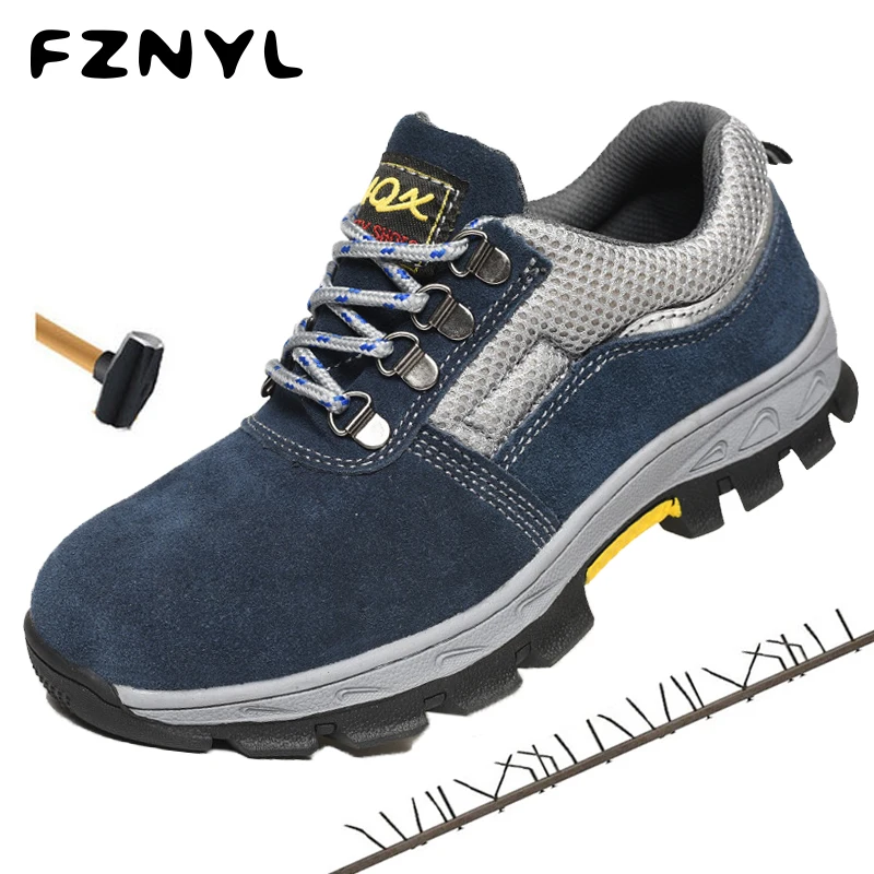 

FZNYL Men Steel Toe Work Safety Shoes Anti Smashing Puncture Proof Boots Casual Breathable Comfortable Industrial Shoes Plus 45
