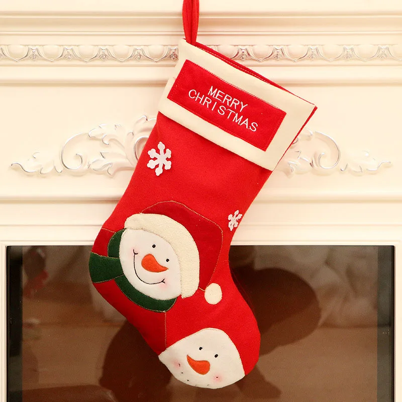 Большие рождественские чулки, Подарочная одежда, носки с Санта-Клаусом и оленем, Рождественский милый мешок для подарков для детей, украшения для рождественской елки - Цвет: Snowman