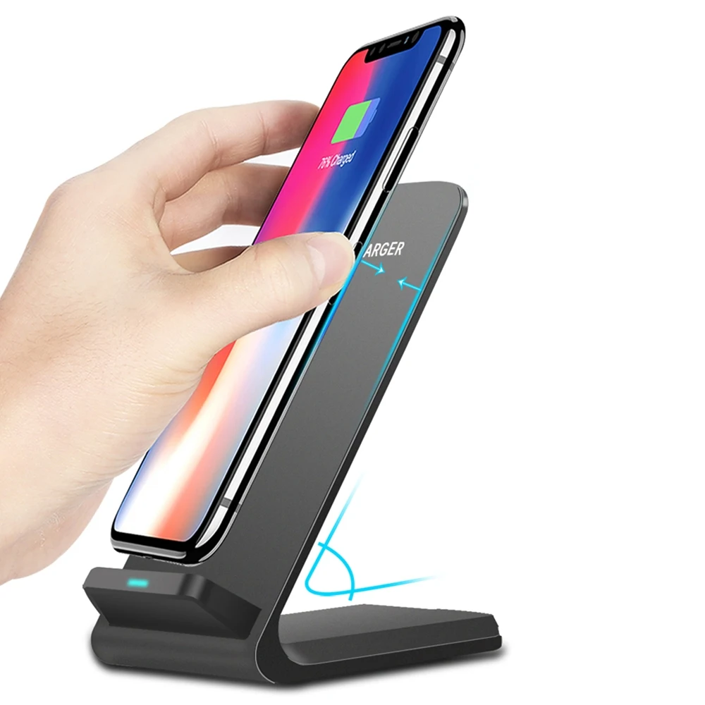 

QI Wireless Charger Quick Charger Fast Charging For IPhone 8 10 X Samsung S6 S7 S8 2-Coils Stand Charging Adapter Receptor Pad