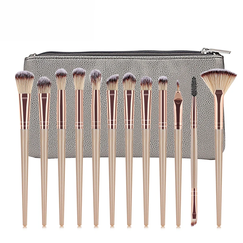 

12pcs professional Makeup Brushes Black Color Eye Shadow Make Up Brush Set Blending Eyeliner Brow Small Fan Cosmetic Tool