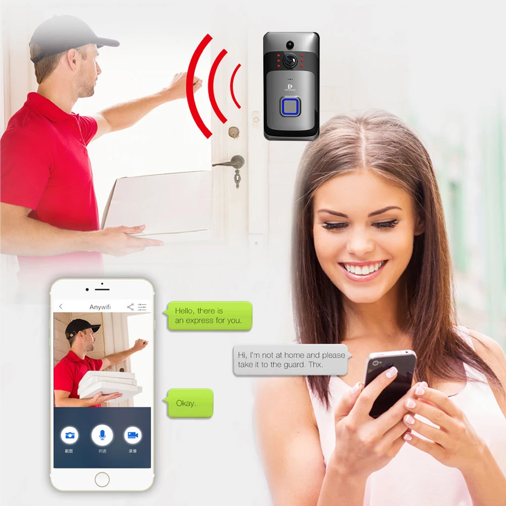 Pripaso 720P 1MP wifi видео-телефон двери дверной звонок для домашней камеры умный беспроводной дверной звонок безопасности камера PIR Cam Двусторонняя аудио