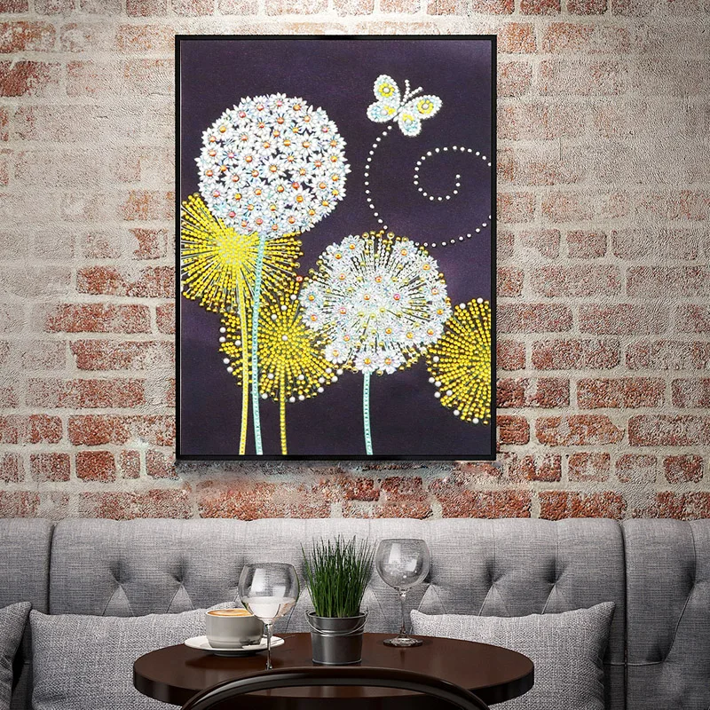 RUBOS DIY 5D Diamond Painting Mosaic Dandelion Plant Butterfly Diamond Embroidery Big Stone Bead Picture Rhinestone Sale Sticker (4)