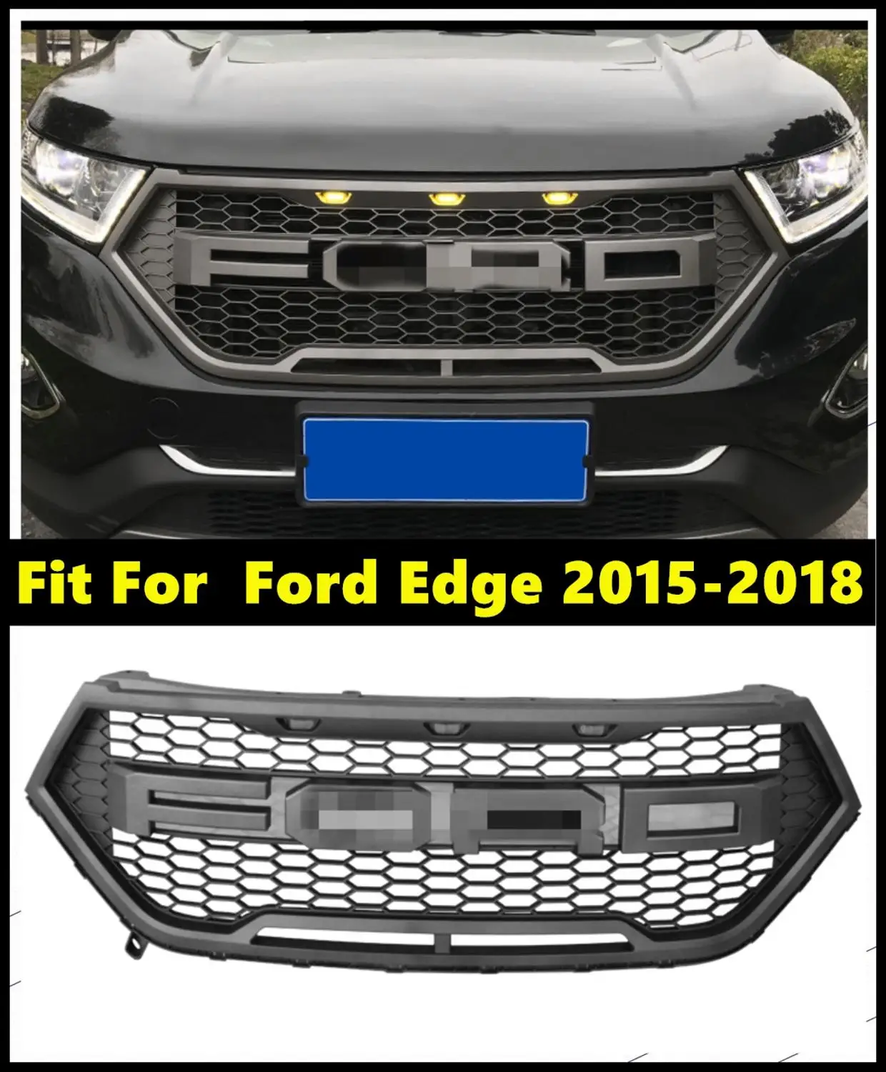 Special Offers High Quality ABS Front Middle Grille Racing Grills Honeycomb Mesh With LED Light For Ford Edge 2015 2016 2017 2018 Special Offers High Quality ABS Front Middle Grille Racing Grills Honeycomb Mesh With LED Light For Ford Edge 2015 2016 2017 2018